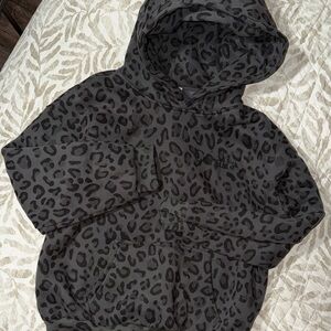 Comfrt Charcoal Gray Leopard Print Hoodie